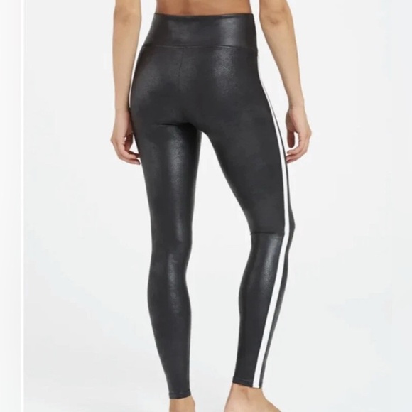 Spanx Black with a White Stripe White Women's Leggings - Picture 7 of 12